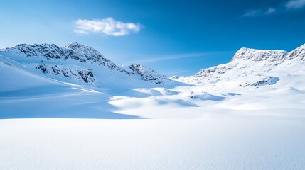 Poster - Vast Snowy Landscape with Majestic Mountains Under Clear Blue Sky : Generative AI