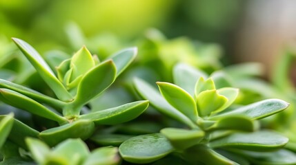 Poster - Lush Green Succulent Plants with Vibrant Leaves in Natural Light : Generative AI