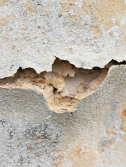 Poster - Closeup image of a cracked wall texture showcasing distressed surfaces and peeling paint detail : Generative AI