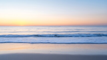 Aufkleber - Calm ocean waves at sunset creating a serene beach atmosphere for tranquil moments : Generative AI