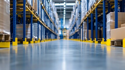Leinwandbilder - Industrial Warehouse Interior with Shelves and Pallet Stacks : Generative AI
