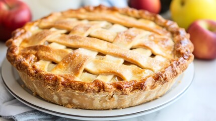 Aufkleber - Delicious Homemade Apple Pie with a Golden Crust and Fresh Apples : Generative AI