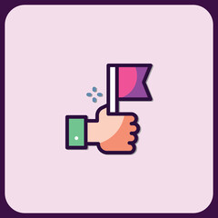 Poster - Hand Holding a Flag: Achievement Icon Illustration