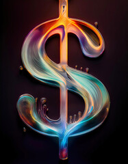 Poster - Flowing Lines Create a Vibrant Dollar Symbol Representing Wealth and Creativity in Abstract Form