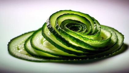 Poster - Spiral Design Created From Vivid Cucumber Peels Showcases Natural Beauty and Artistic Flair