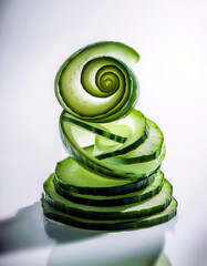 Poster - Cucumber Peels Twist Gracefully in an Artistic Spiral Formation Showcasing Natures Elegance