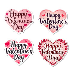 Poster - Illustration Valentine's Day stickers collection isolated on transparent background, PNG file add