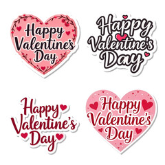 Poster - Illustration Valentine's Day stickers collection isolated on transparent background, PNG file add
