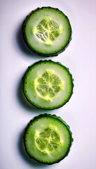 Poster - Unique Arrangement of Cucumber Rounds Resembling a Clover Design for a Fresh Culinary Touch
