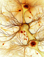 Poster - Fascinating Close up View of Neurons Showcasing Intricate Connections and Vibrant Structures