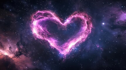 Wall Mural - heart of love galaxy nebula swirling in deep space with pink and purple cosmic clouds perfect for va