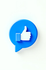 Poster - 3d render of a thumbs up symbol in a blue speech bubble