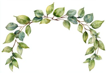 Captivating watercolor border frame with eucalyptus twigs.