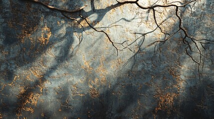 Poster - Abstract Wall Texture with Branch Shadows and Golden Hues