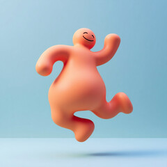 Fototapete - playful cartoon figure in a joyful leap