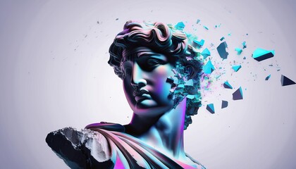 Poster - Digital Decay of a Classic Statue Reveals a Futuristic Interpretation of Art