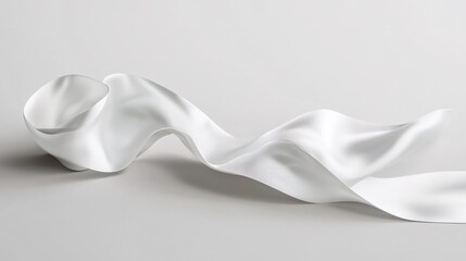 Aufkleber - Elegant Drape of White Fabric with Soft Curves and Smooth Texture