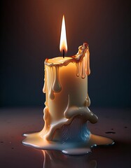 Poster - Melted Candle Reveals Its Glow as Wax Drips Away Creating an Enchanting Ambiance