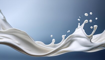 Poster - Milk Waves Dance Gracefully in Soft Blue Tones Creating a Mesmerizing Visual Experience