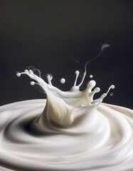 Poster - Milk Waves Swirl Gracefully in a Mesmerizing Splash Captured in Motion