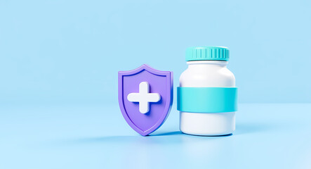 Poster - white pill bottle with protective shield