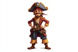 illustrationA cartoon illustration of a male pirate with a hat on a white isolated backdrop