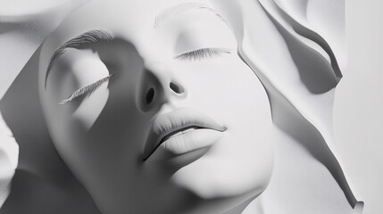 Poster - Serene and Elegant Monochrome Sculpture of a Woman's Face