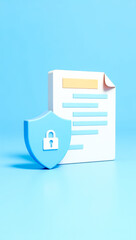 Poster - digital document with security shield: data protection and privacy