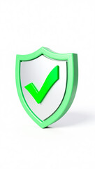 Poster - 3d green shield with checkmark: secured and approved