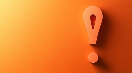 Poster - Abstract Orange Exclamation Mark Symbol Minimalist Modern Design Background 3D Render Illustration Graphic Resource Digital Art Template for Website  