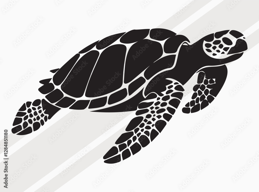 Sea Turtle Silhouette Black Color. Marine Life Vector Art and Clipart ...