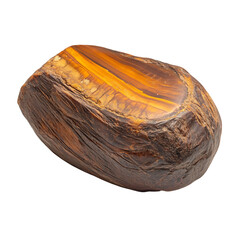 Wall Mural - A Smooth Piece of Tigers Eye with Golden Brown Highlights Isolated on Transparent Background