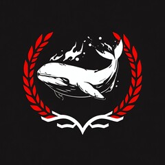 Poster - Fiery Whale: A Majestic Ocean Creature Emblem