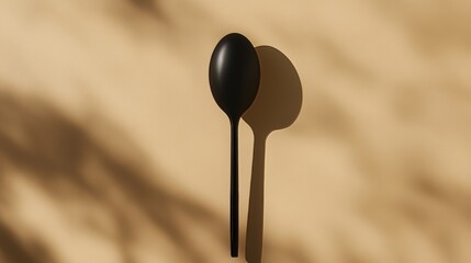 A minimalist design displaying a ping pong paddle and ball along with their shadow on a smooth surface results in a harmonious composition. The use of neutral tones and simple shapes underscores