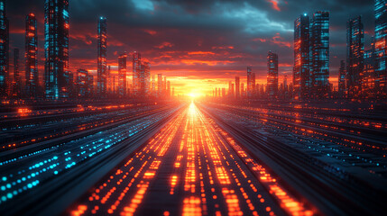 Poster - A futuristic technology background featuring glowing lines, symbolizing innovation, progress, and digital transformation, with sleek design elements evoking a sense of high-tech advancement