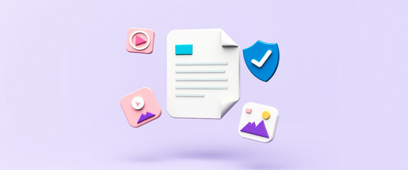 Aufkleber - pastel-colored with document and security shield