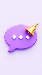 Aufkleber - golden bell rests atop a purple speech bubble with white dots signifying a notification.