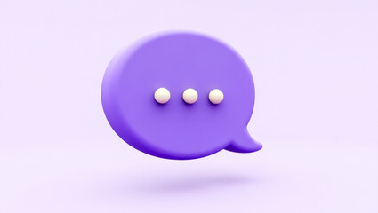 Poster - 3d purple speech bubble with three white dots