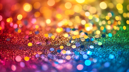Poster - Abstract rainbow bokeh background with colorful lights and sparkles