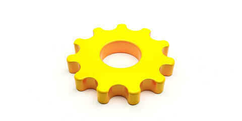 Poster - 3d render of a glossy yellow gear