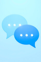 Poster - two overlapping 3d speech bubbles in light and dark blue shades