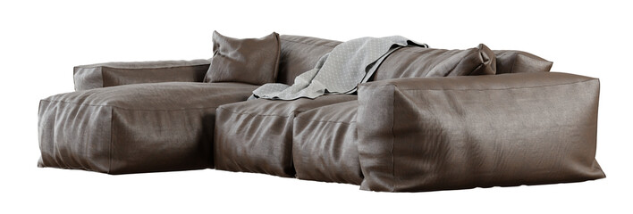 Poster - Big leather sofa isolated on transparent background. 3D render. 3D illustration.