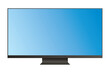 © stefanbalaz - TV flat screen lcd, plasma, tv mock up. HD monitor mockup. Modern video panel blue flat screen isolated on a white background. Widescreen show your business presentation on display device, Vector EPS