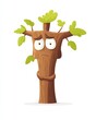 © Mind - Sad Cartoon Tree with Brown Bark and Green Leaves on White Background