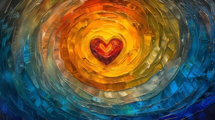 Poster - This abstract digital painting features vibrant swirling colors that symbolize love. Heart motifs are prominent amid a backdrop of dynamic hues evoking feelings of warmth and passion.