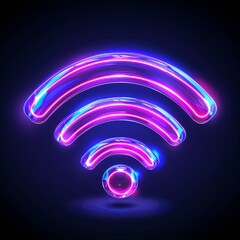 Poster - A vibrant Wi-Fi symbol glows with neon colors against a dark backdrop illustrating the connection and ease of modern technology. Its design merges aesthetic appeal with digital functionality.