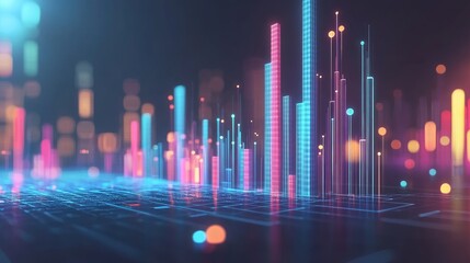 Poster - Digital business workshop concept with futuristic AR-powered data visualization
