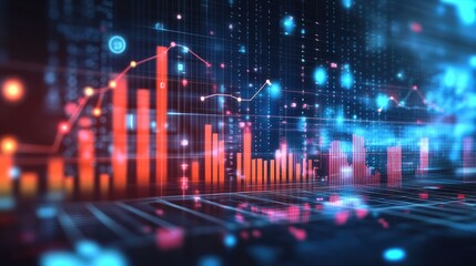 Poster - Digital dashboard with analytics, bar graphs, and trend lines showcasing financial data insights