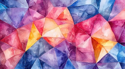 Poster - Vibrant Watercolor Geometric Patterns in Bold Colors and Textures