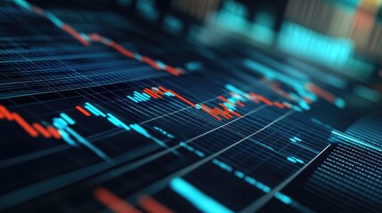 Poster - Financial market trading workspace with stock graphs, economic indicators, and currency exchange rates